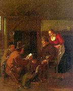 Ludolf de Jongh Messenger Reading to a Group in a Tavern oil painting artist